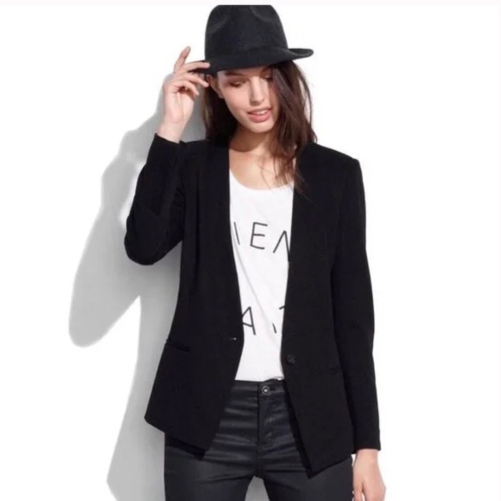 Madewell modern collarless blazer in black